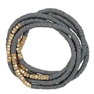 Metal Bead Rubber Stretch Set Bracelet